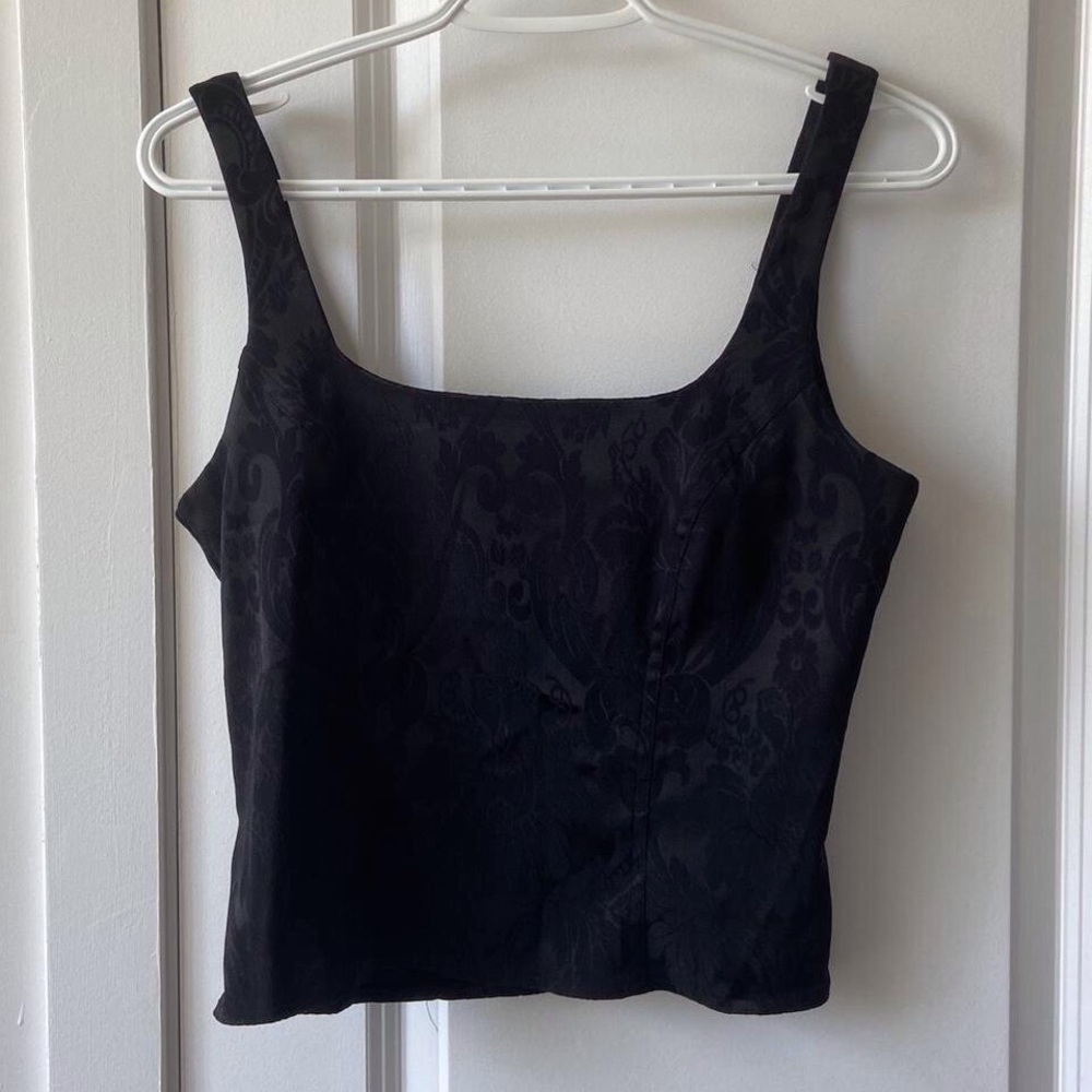 90s Black Floral Corset Top (6)